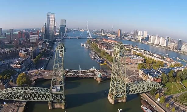 Drone video shows stunning aerial views of Rotterdam