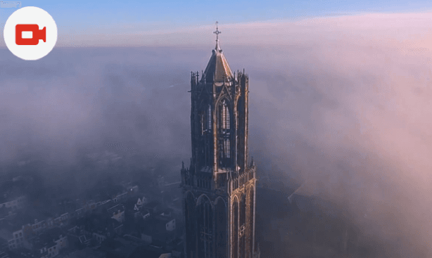 Mesmerising drone video captures Utrecht’s misty Domtoren