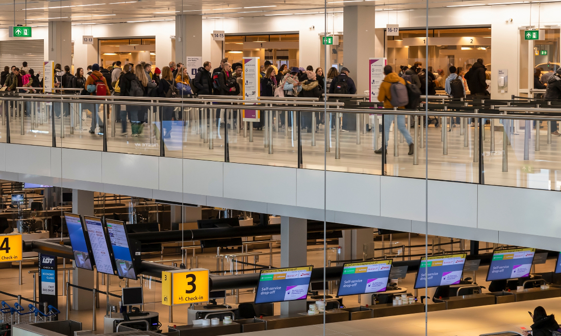 Security checkpoints at Schiphol Airport