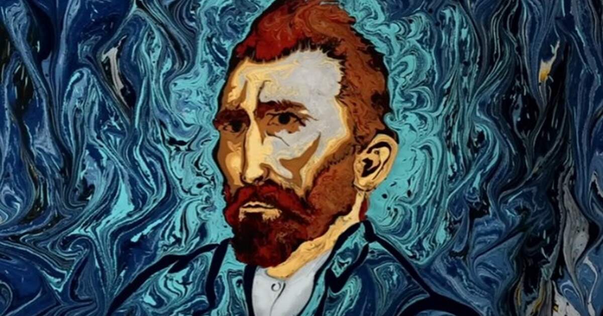 Van Gogh's Starry Night painted on water with ancient technique